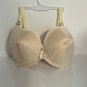 OMNIA Opal Collection Full Coverage Bra 36J Beige Jacquard Underwire Adjustable